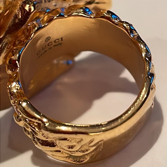 GUCCI Gold & Green Bold Flower Ring Size 7 - Picture 11 of 17